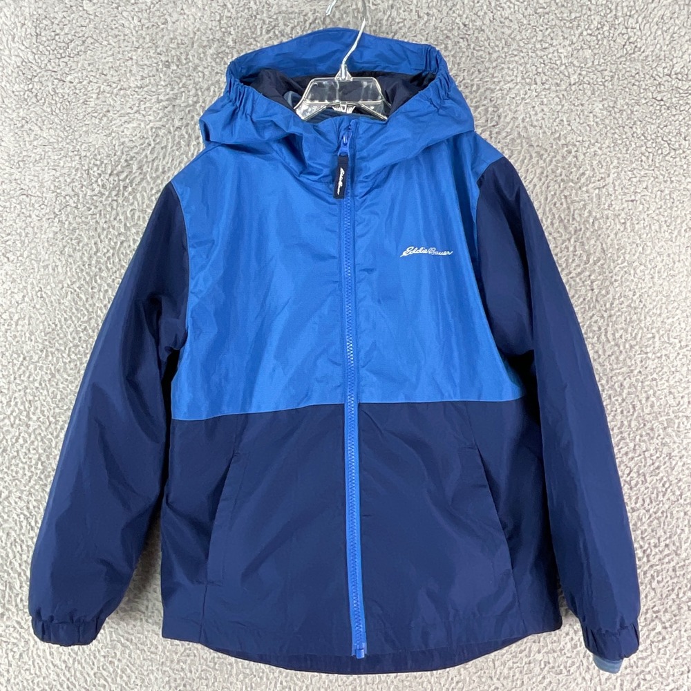 Eddie Bauer 3-in-1 Jacket Kids Size S 7/8 Blue Colorblock Fleece Liner Hooded